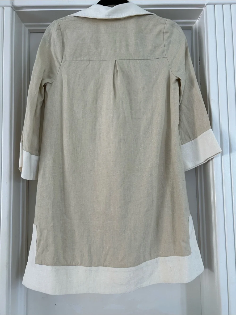 Tuckernuck Collier 100% Linen Colorblock Tunic Dress Champagne XXS